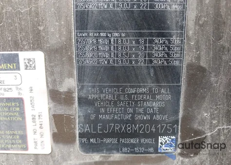 2021 Land Rover Defender 110 S из США, поврежденный, VIN SALEJ7RX8M2041751